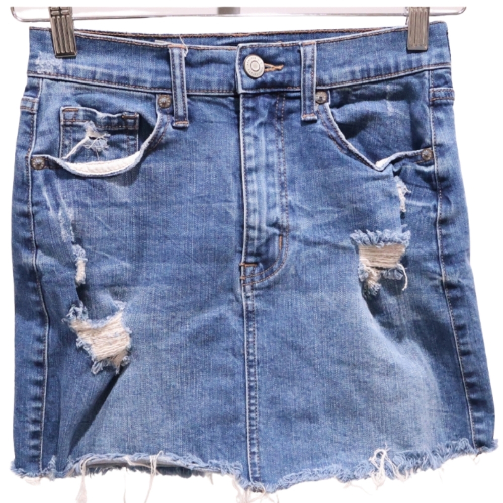 Aeropostale Blue Distressed High Rise Skirt